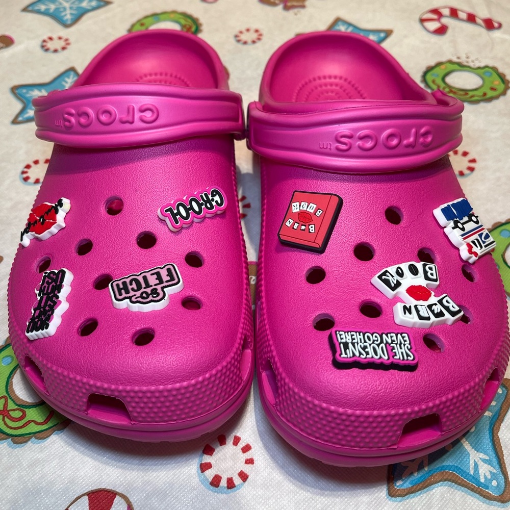CROCS (Pink Crush) with Mean Girl Charms